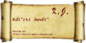 Kürti Jenő névjegykártya